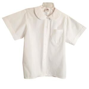 A+ School Apparel Uniform Shirt Girl's White Button Down Size Small Round Collar